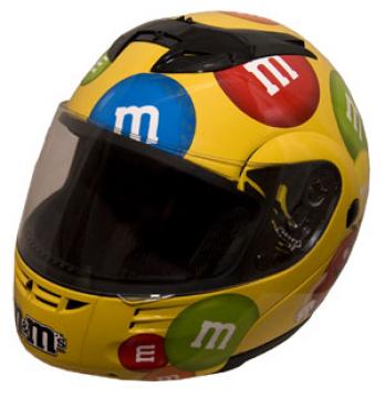 M&M Licensed Full Face Yellow Motorcycle Helmet - modmmy