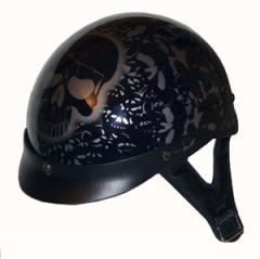 DOT BLACK BONYARD MOTORCYCLE HALF HELMET BEANIE HELMETS