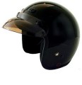 DOT Black 3/4 Motorcycle Helmet. Three Quarter Helmet
