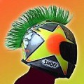 Green Motorcycle Helmet Mohawk