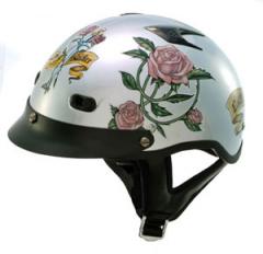 DOT LADIES VENTED LADY RIDER SILVER MOTORCYCLE HALF HELMET BEANIE HELMETS