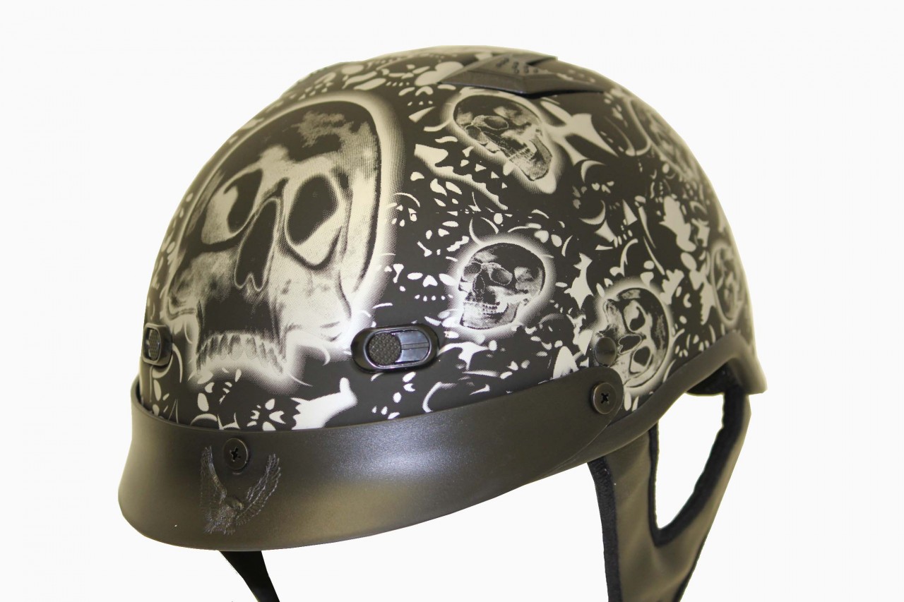 1MBYB - DOT Matte Bone Yard Black Shorty Motorcycle Helmet