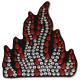 Red Flame Rhineston Helmet Patch