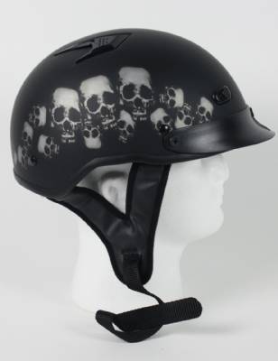 1VSP - VENTED SKULL PILE MOTORCYCLE HALF HELMET BEANIE HELMETS