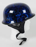 103BYB - DOT German BoneYard Blue Motorcycle Helmet