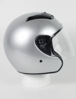 RKS - Silver DOT Motorcycle Helmet RK-4 Open Face with Flip Shield