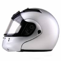 SNOWS - DOT Full Face Gloss Silver Modular Snowmobile Helmet